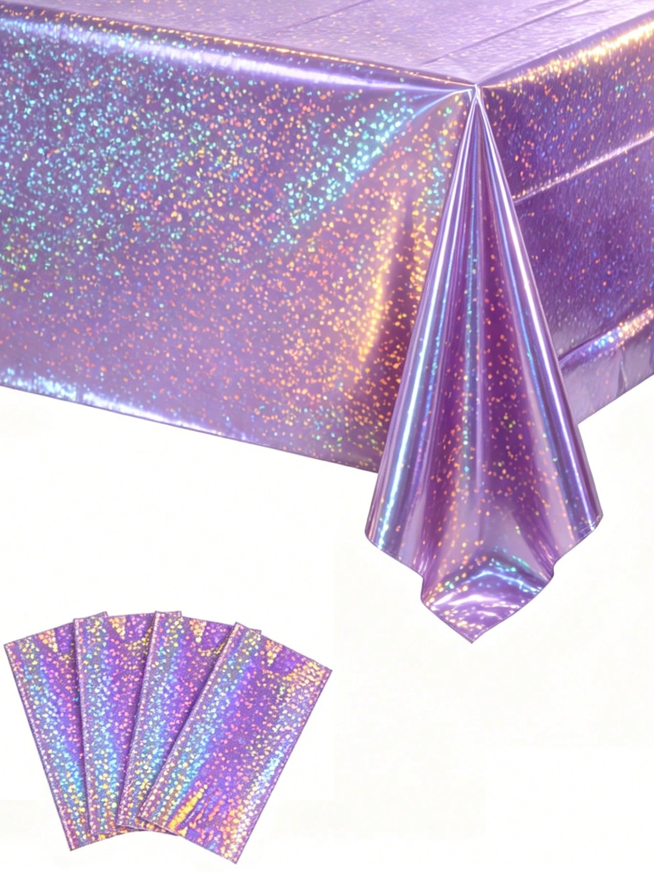 Table Cloth Disposable - 1pc Laser Purple Disposable Tablecloth, 137*274cm