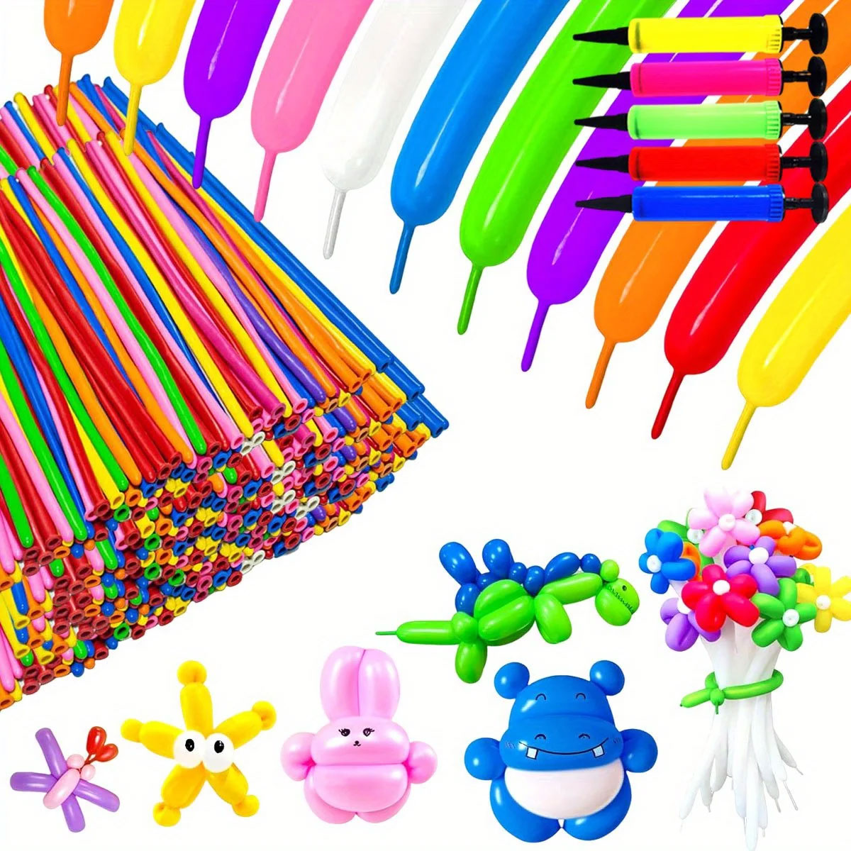 Balloon Pump Hand - 50/100pcs Colorful Long Latex Balloons 10.24