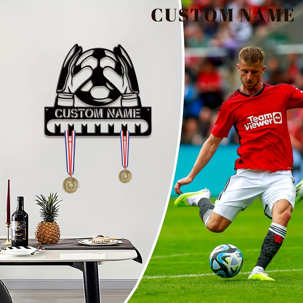 Event Party - Custom Football Player Metal Medal Display