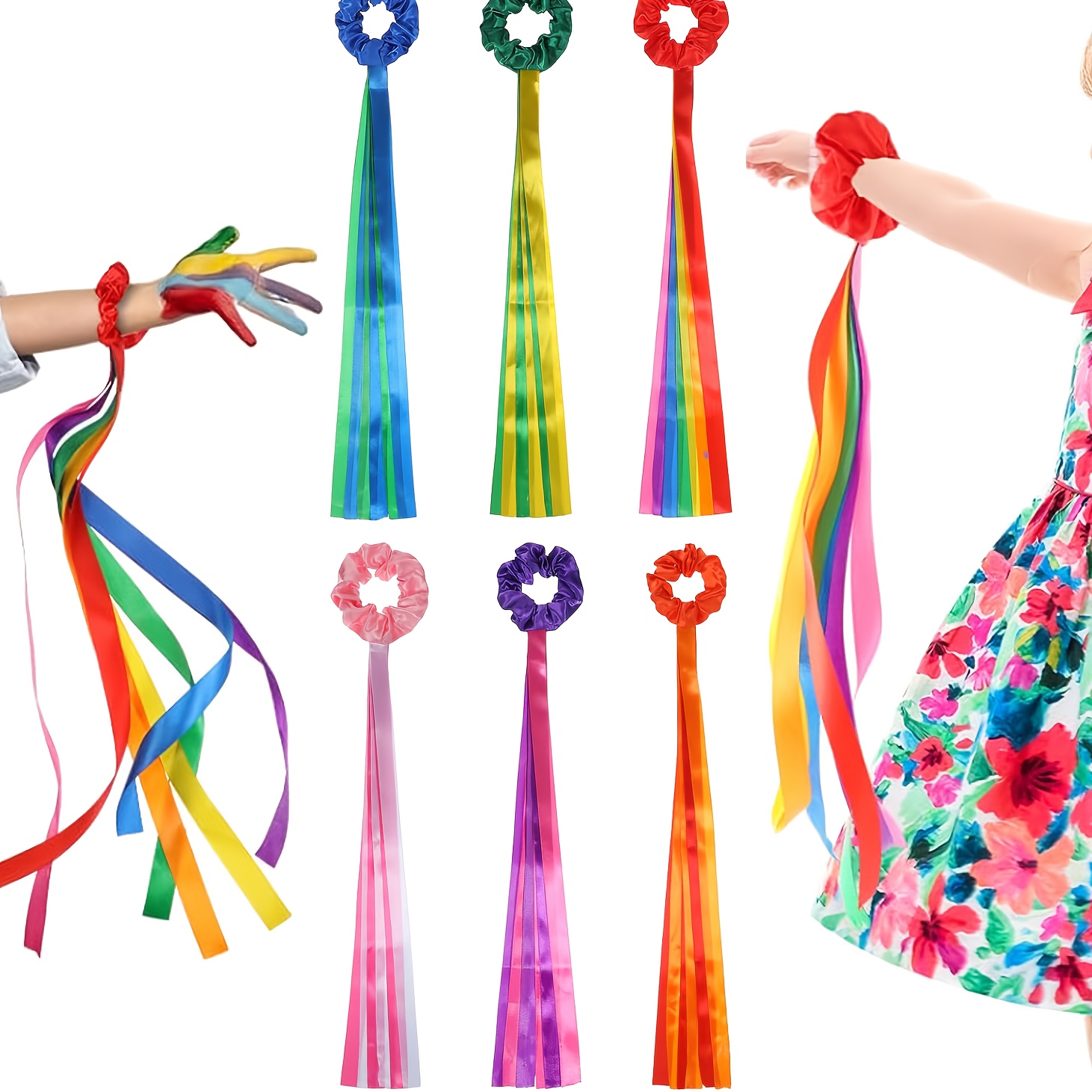 Confetti Cannon Tube - Rainbow Waving Ribbons, Dance Stick Music