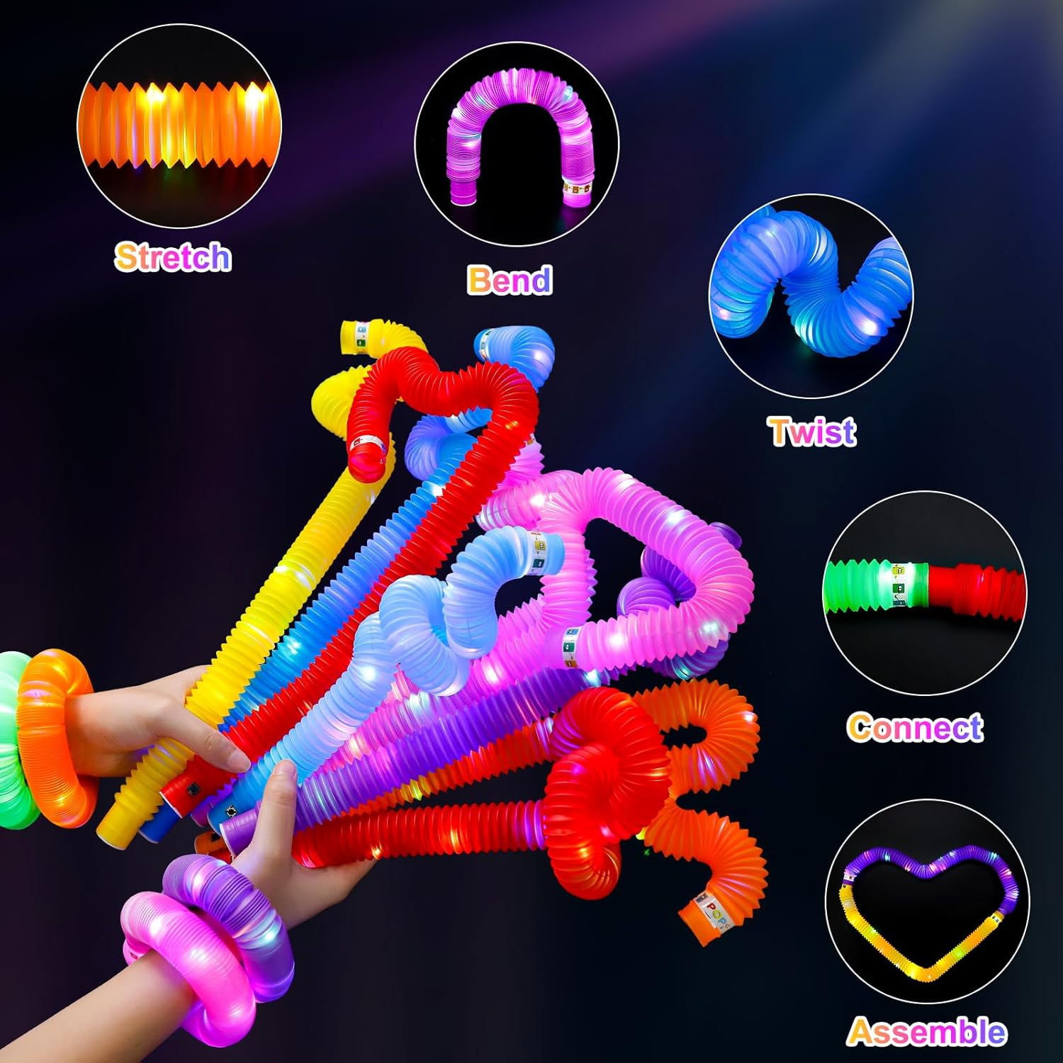 2/6/12 pcs LED Flash Pop Tubes - Cotton Candy Cone recension och pris