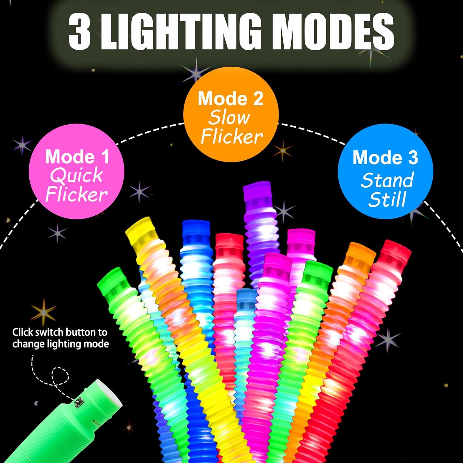 2/6/12 pcs LED Flash Pop Tubes - Cotton Candy Cone recension och pris