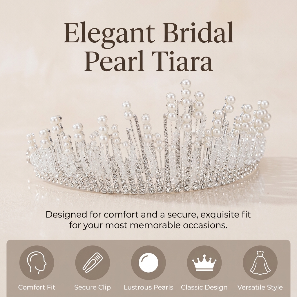 Bridal Pearl Crown Headpiece E - Event & Party Supply Photos recension och pris