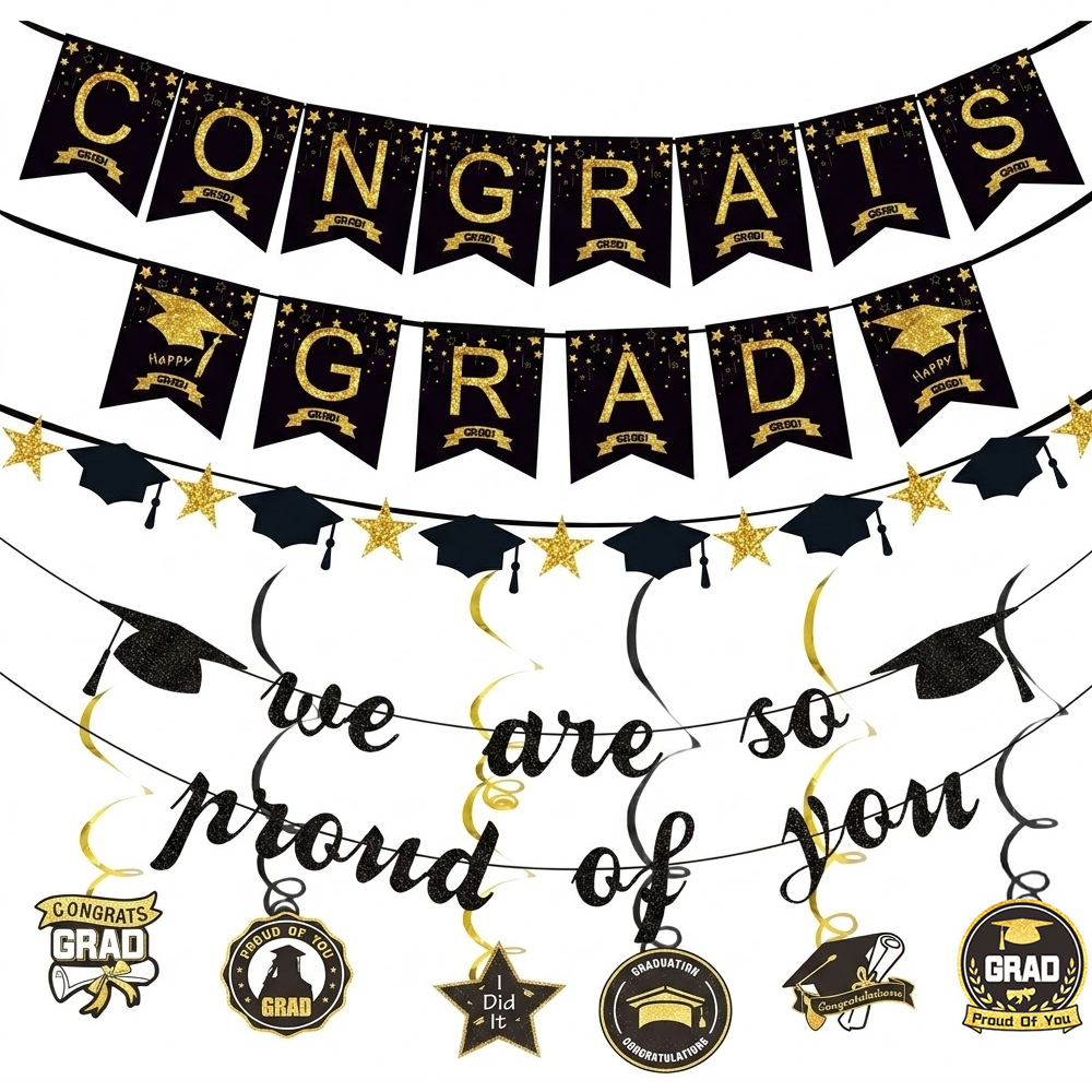Graduation Party Decoration Se - Party Banner Gold recension och pris