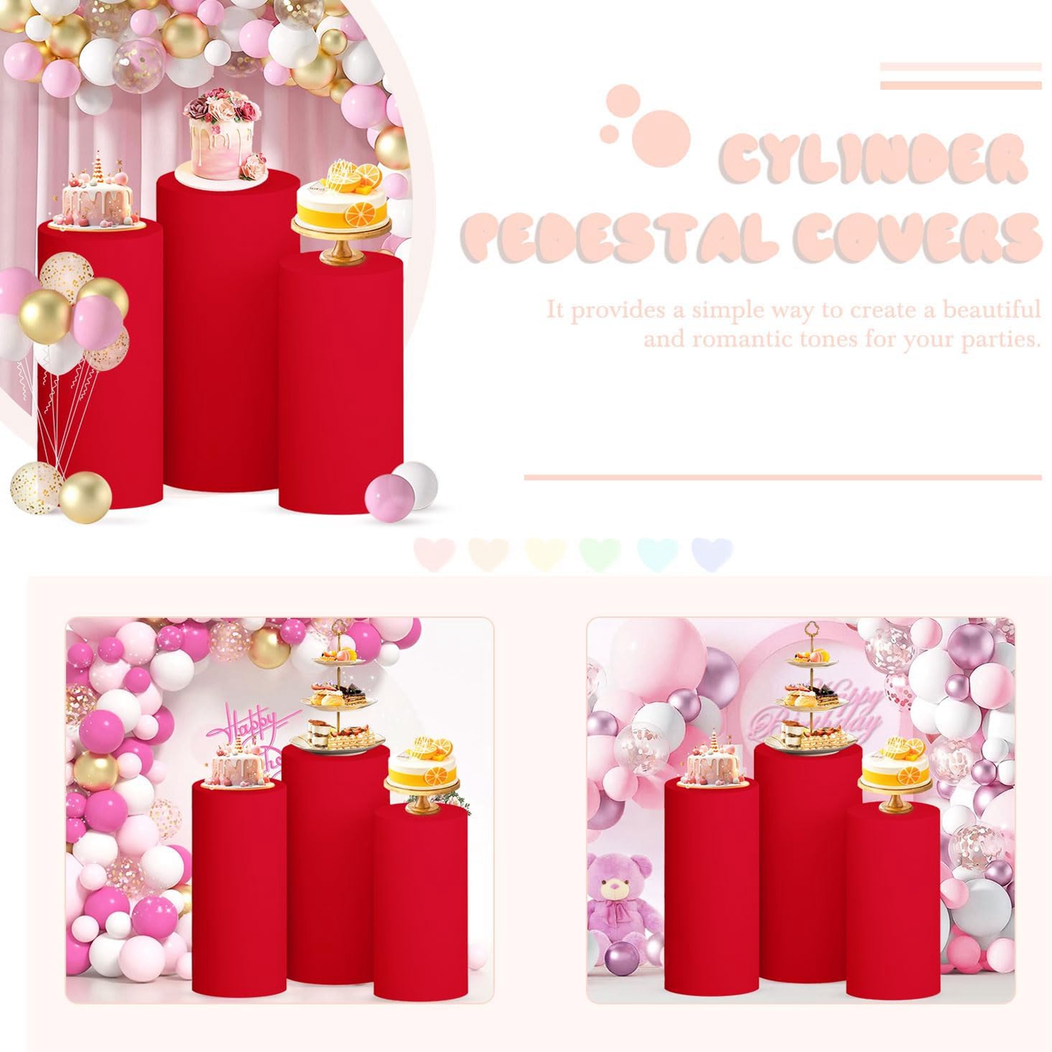 Yeele Red Cylinder Stand Cover - Dessert Table Backdrop recension och pris