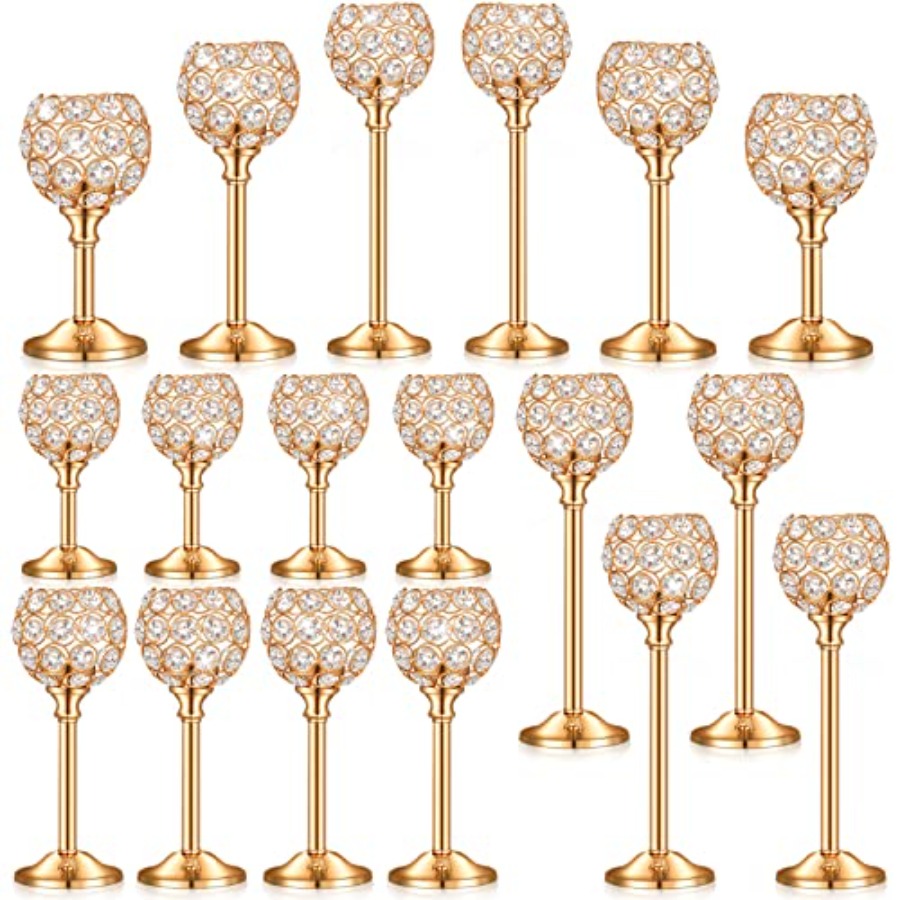 18 Pieces Crystal Candle Holde - Centerpiece Stick recension och pris