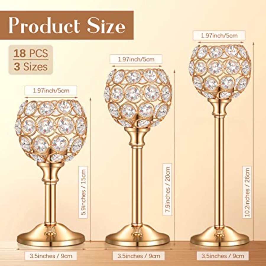 18 Pieces Crystal Candle Holde - Centerpiece Stick recension och pris