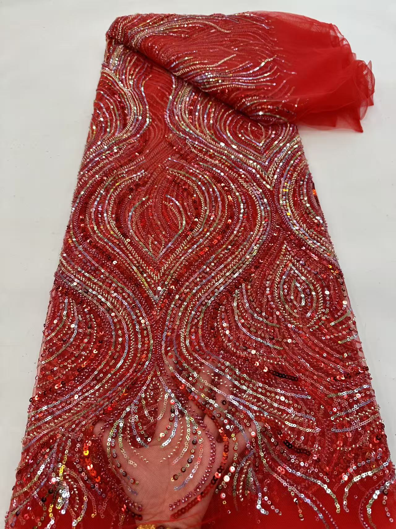 Luxury Red African Beaded Mesh - Glitter Tablecloth recension och pris