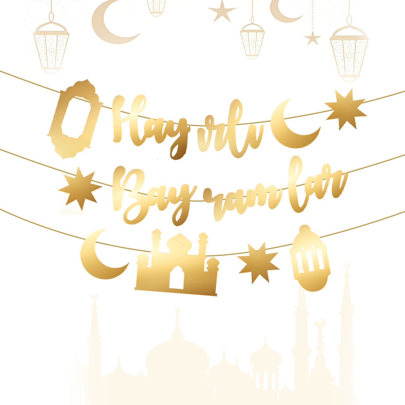 Hayirli Bayramlar Garland Deco - Party Banner Gold recension och pris