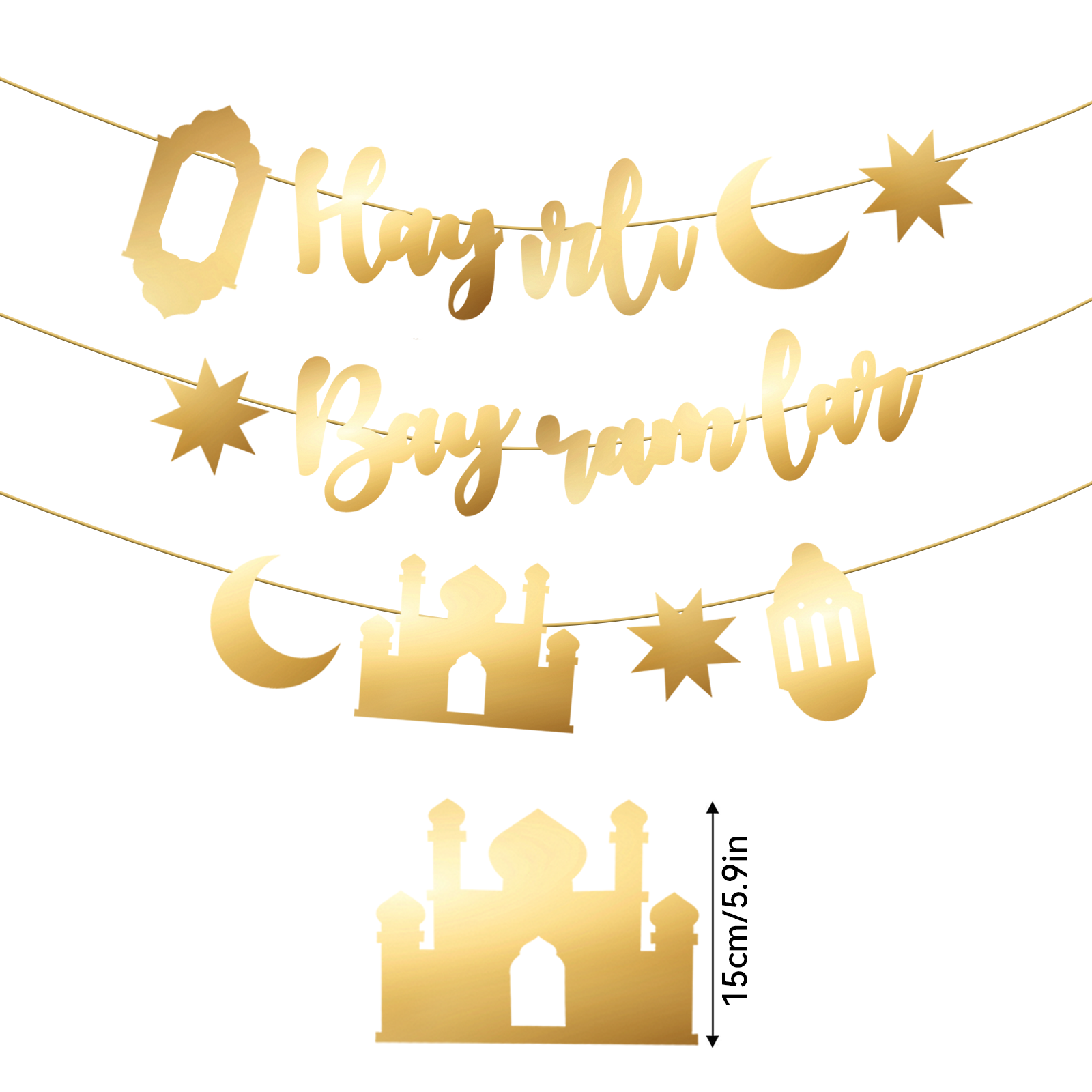 Hayirli Bayramlar Garland Deco - Party Banner Gold recension och pris