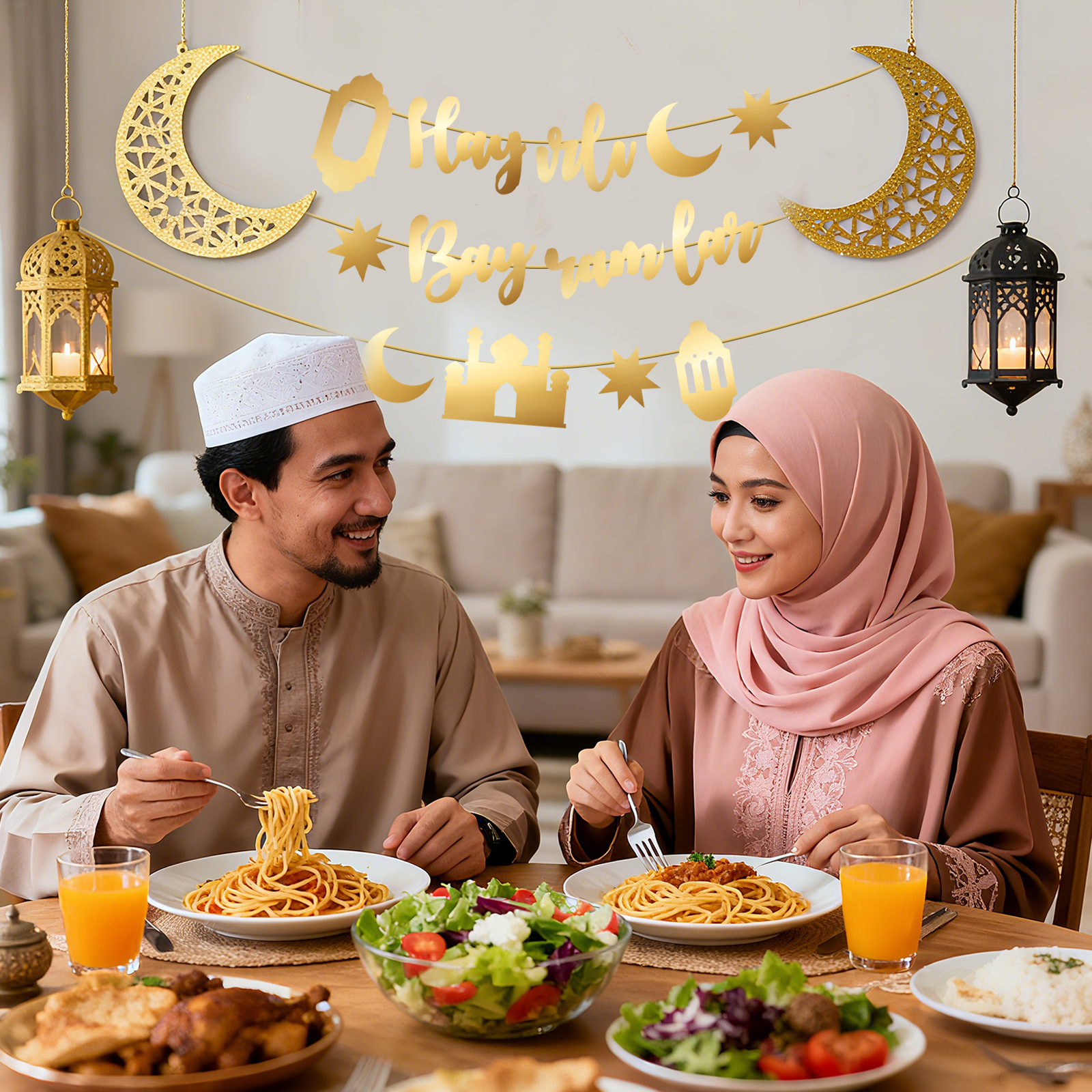 Hayirli Bayramlar Garland Deco - Party Banner Gold recension och pris