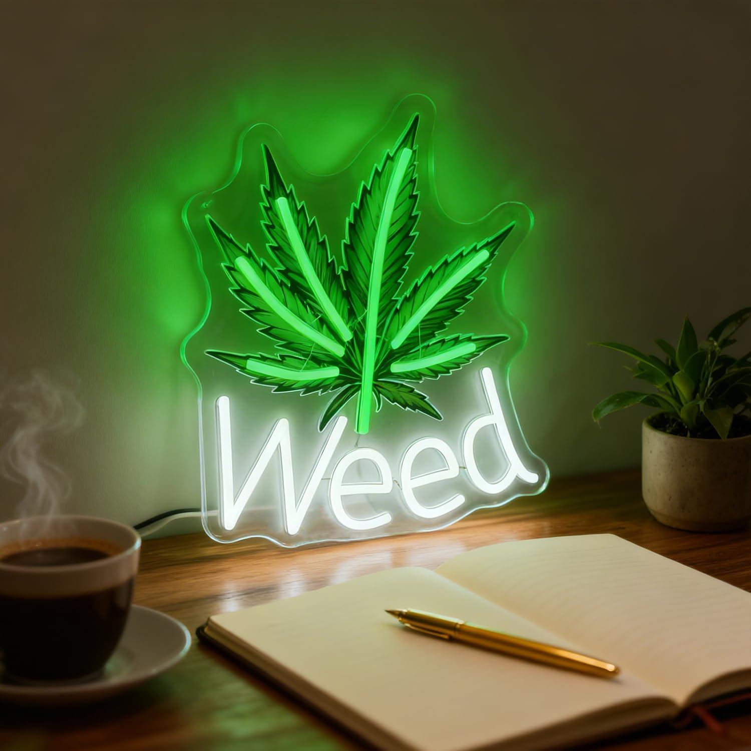 Weed Neon Sign Leaf LED Lights - Neon Sign Party recension och pris