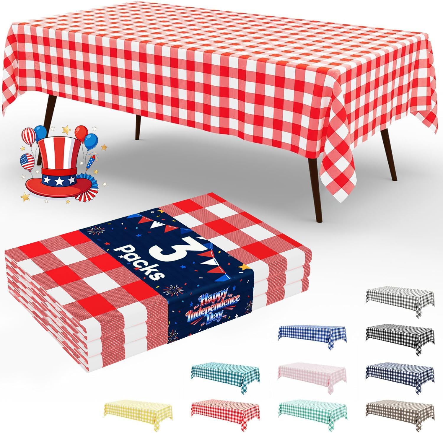 Smiry 3 Pack Red Gingham Dispo - Table Cloth Disposable recension och pris