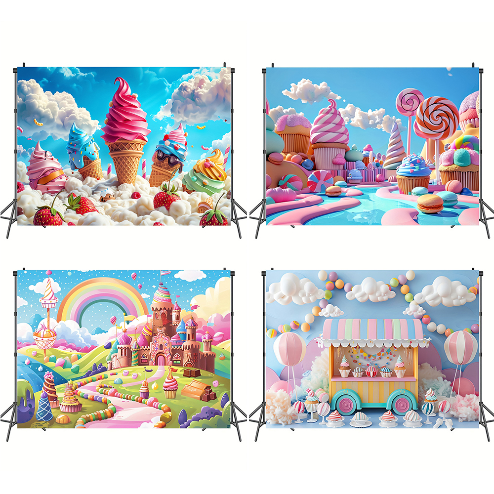 Sweet Ice Cream Theme Backdrop - Dessert Table Backdrop recension och pris