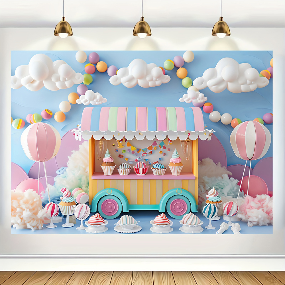 Sweet Ice Cream Theme Backdrop - Dessert Table Backdrop recension och pris