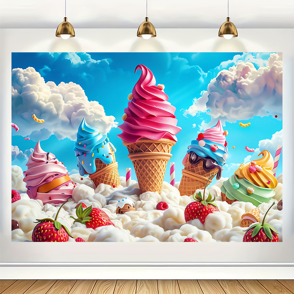 Sweet Ice Cream Theme Backdrop - Dessert Table Backdrop recension och pris