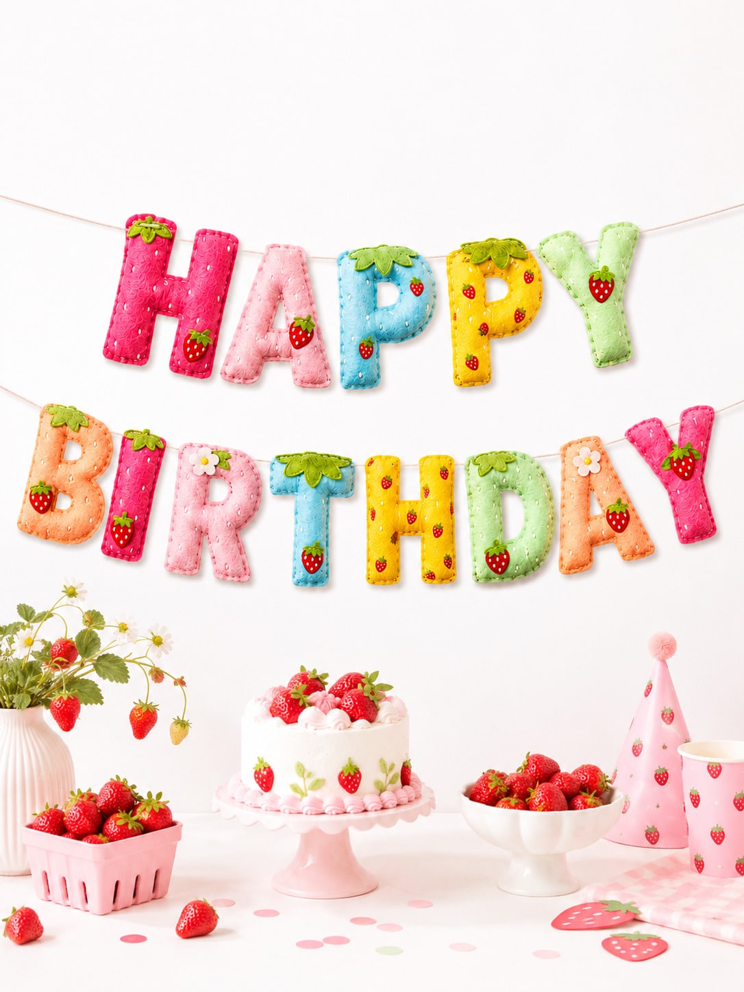 Strawberry Theme Happy Birthda - Dessert Table Backdrop recension och pris