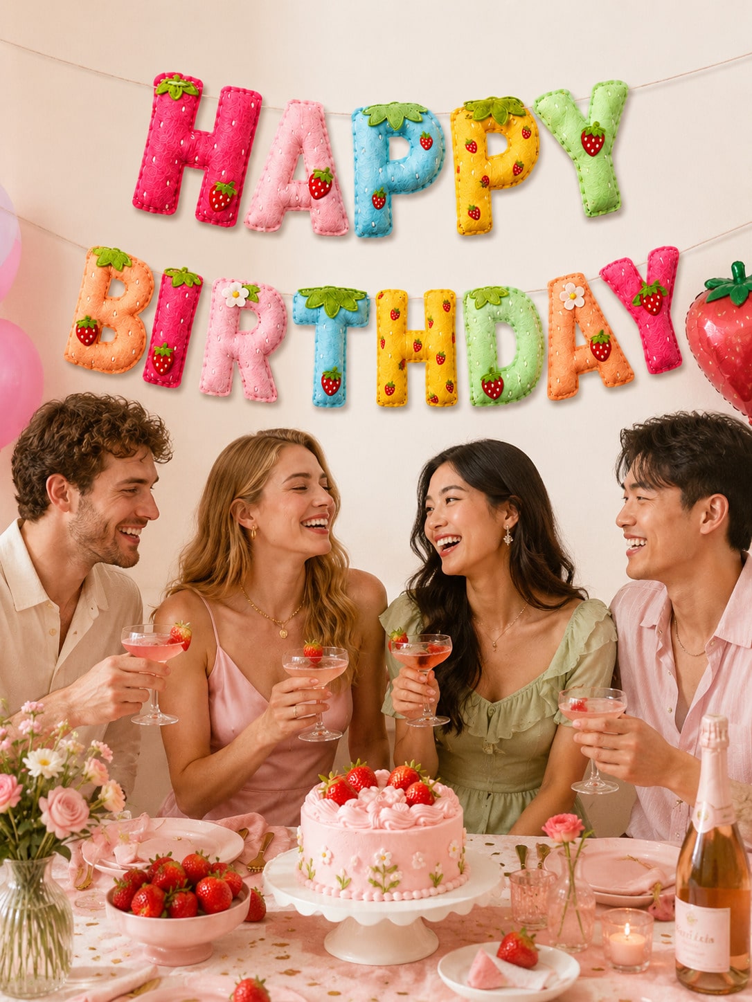 Strawberry Theme Happy Birthda - Dessert Table Backdrop recension och pris