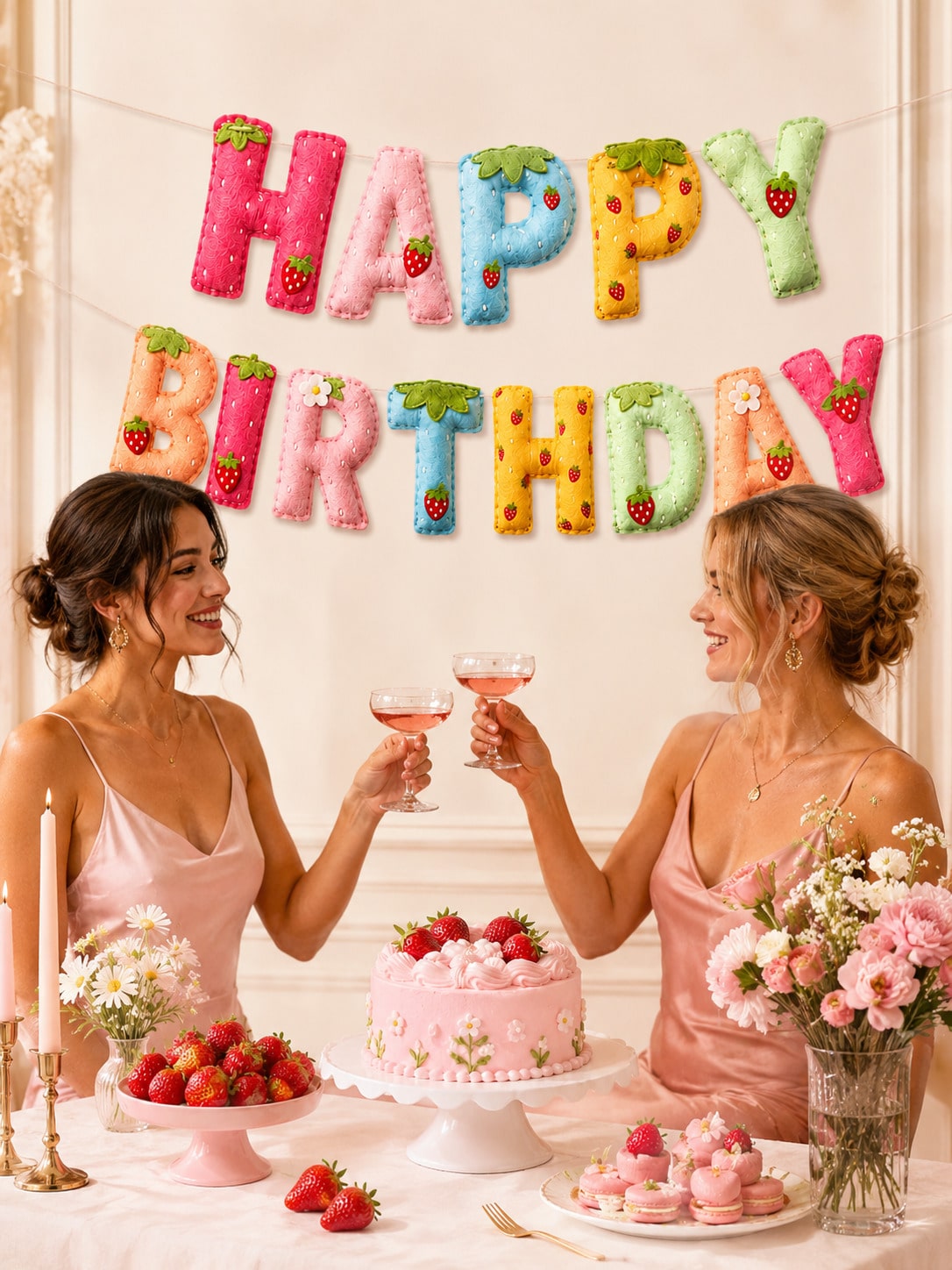 Strawberry Theme Happy Birthda - Dessert Table Backdrop recension och pris