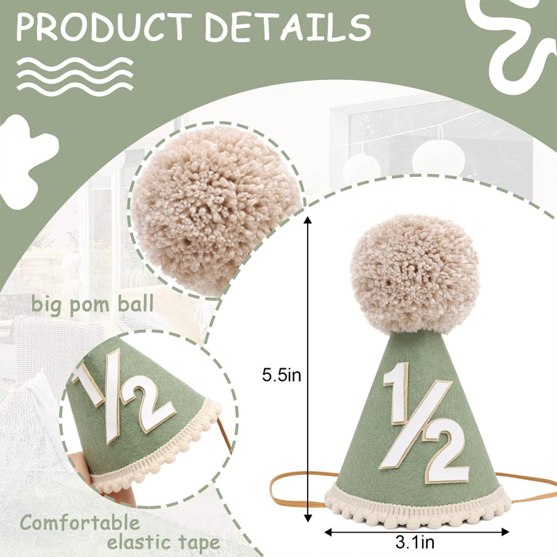 1/2 Birthday Hat Mini Cone Hat - Party Hat Cone recension och pris