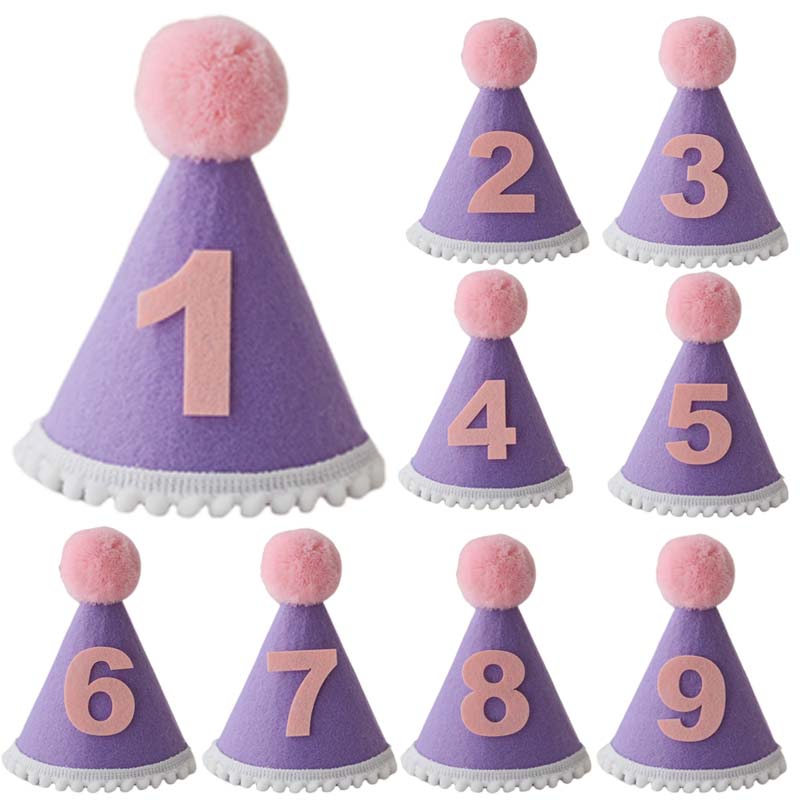 Purple Birthday Hat 1 2 3 4 5  - Party Hat Cone recension och pris