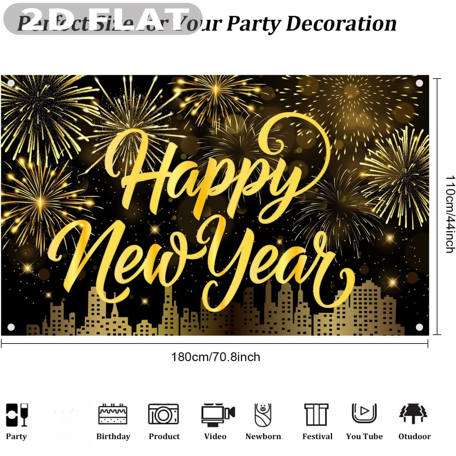 1pc Happy New Year Party Photo - Party Banner Gold recension och pris