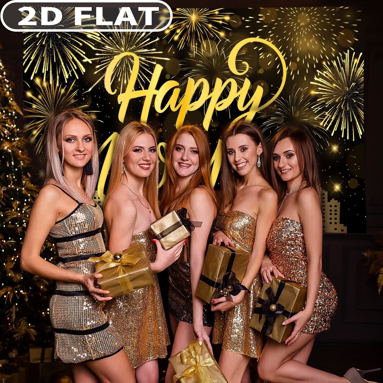 1pc Happy New Year Party Photo - Party Banner Gold recension och pris