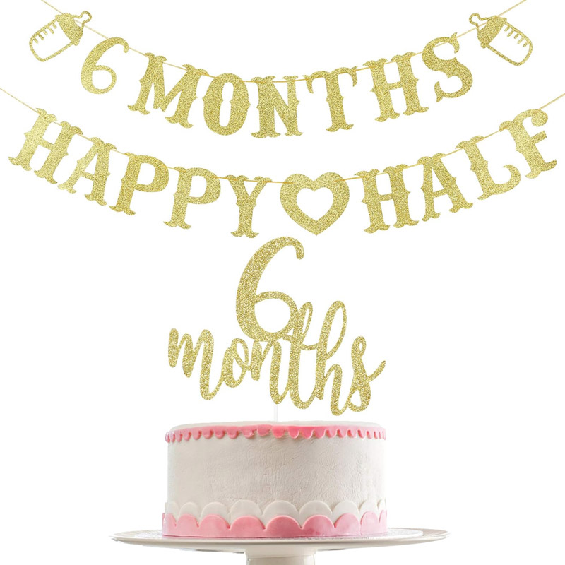 6 month Banner Happy Half Bann - Party Banner Gold recension och pris