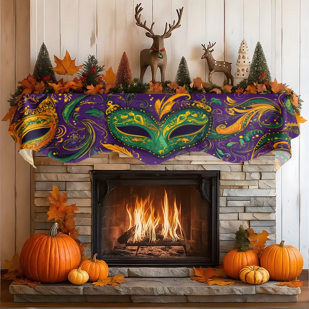 1Pc Carnival Mask Fireplace Sc - Party Banner Gold recension och pris