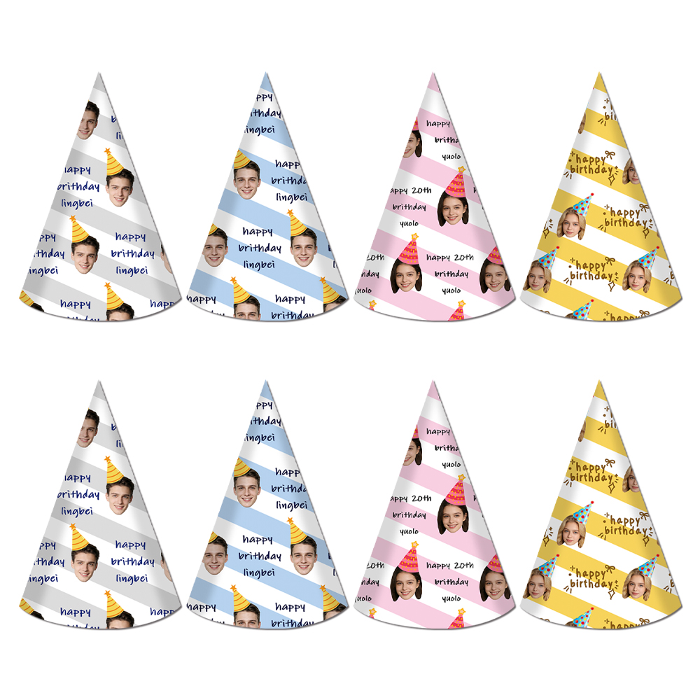 8pcs Custom Text and Photo Fac - Party Hat Cone recension och pris