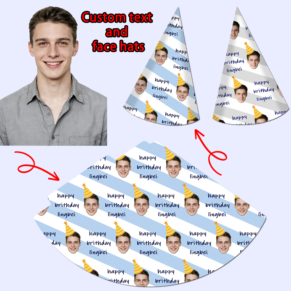 8pcs Custom Text and Photo Fac - Party Hat Cone recension och pris