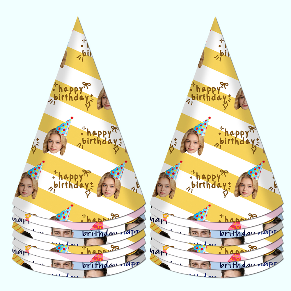 8pcs Custom Text and Photo Fac - Party Hat Cone recension och pris