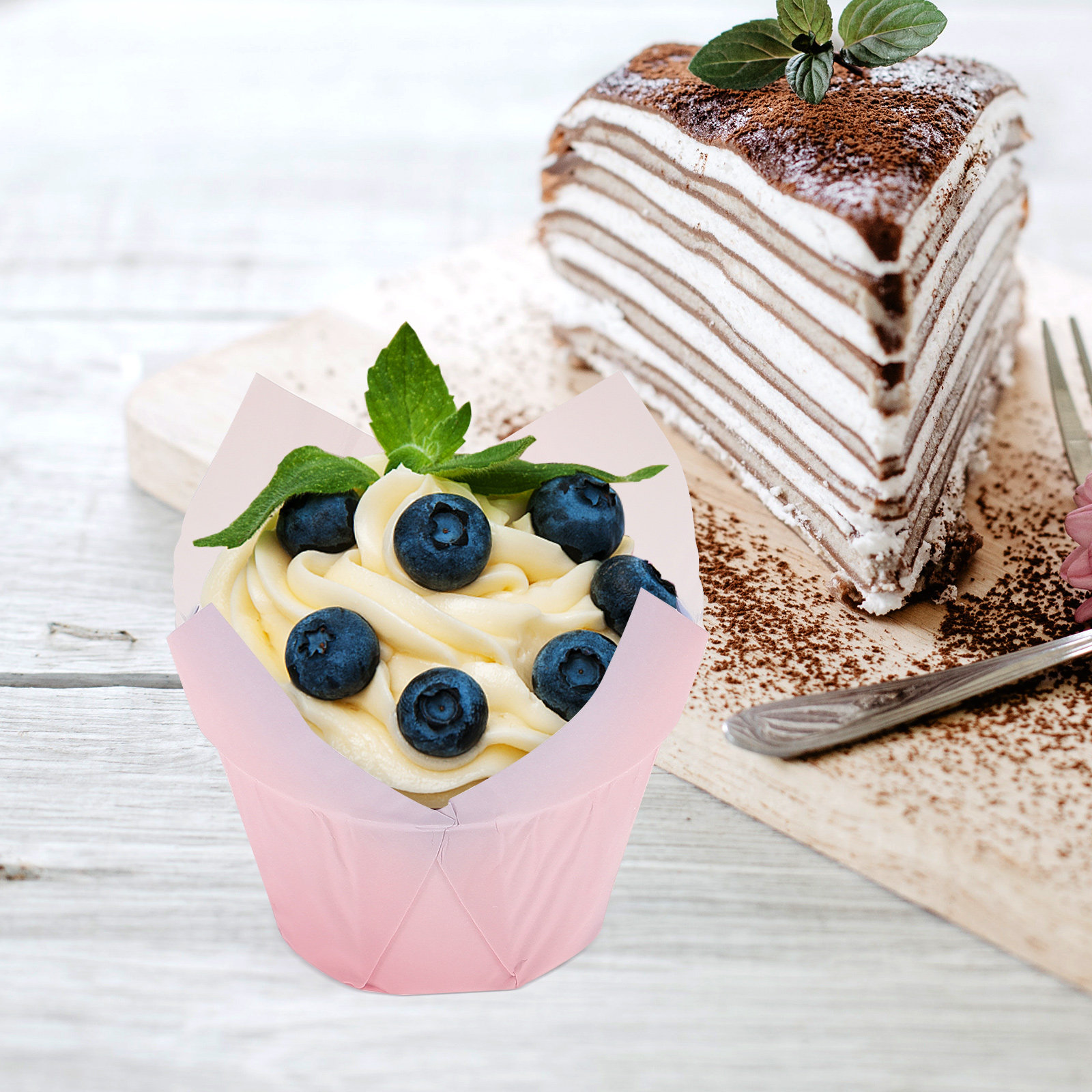 50Pcs Tulip Cupcake Liners Pap - Plastic Cup 50Pcs recension och pris