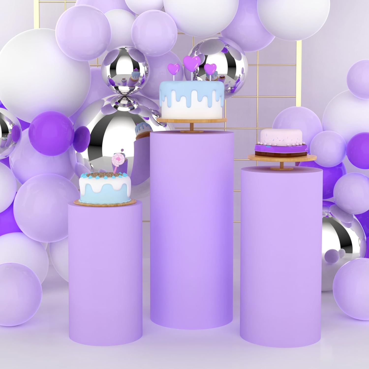 Yeele Purple Cylinder Stand Co - Dessert Table Backdrop recension och pris