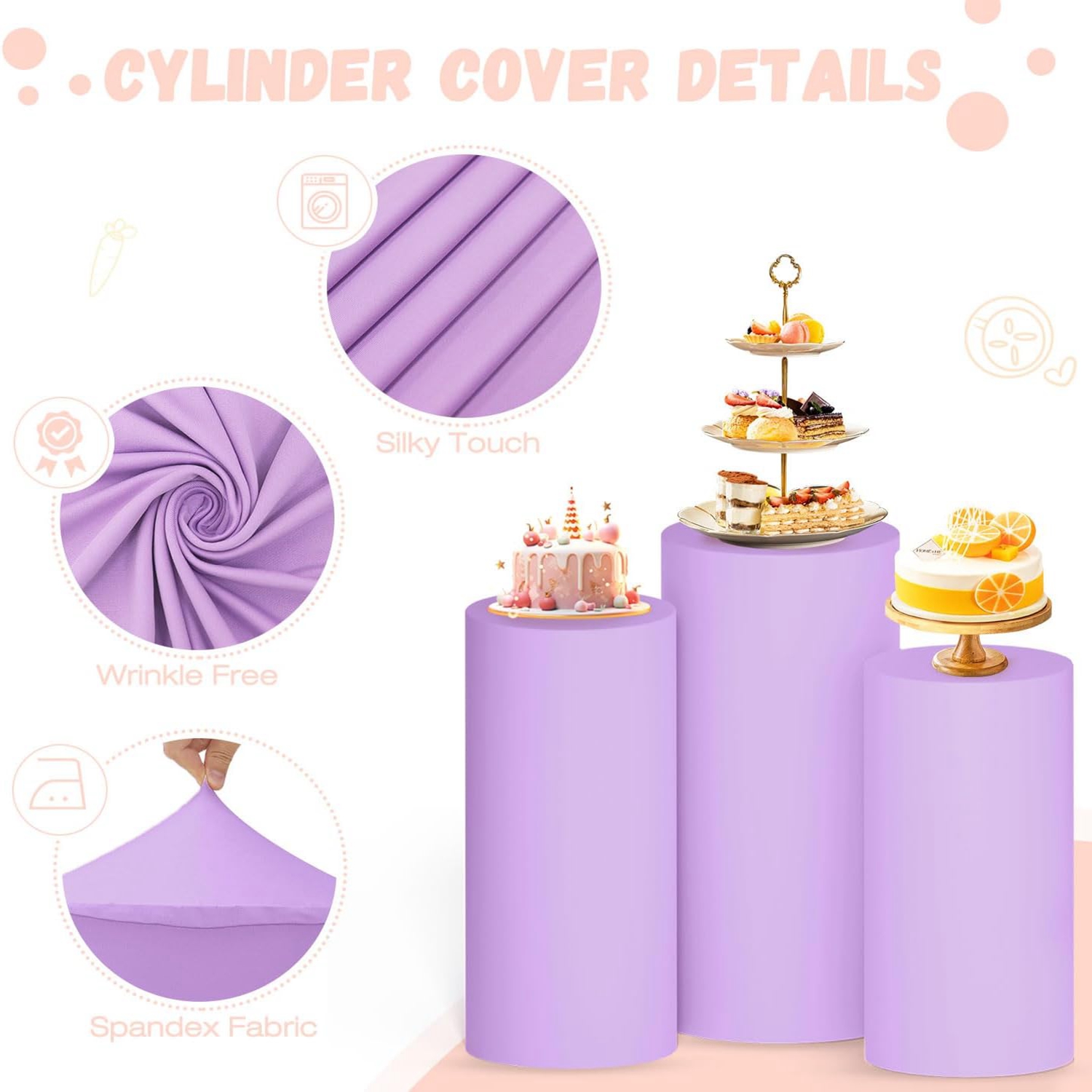 Yeele Purple Cylinder Stand Co - Dessert Table Backdrop recension och pris