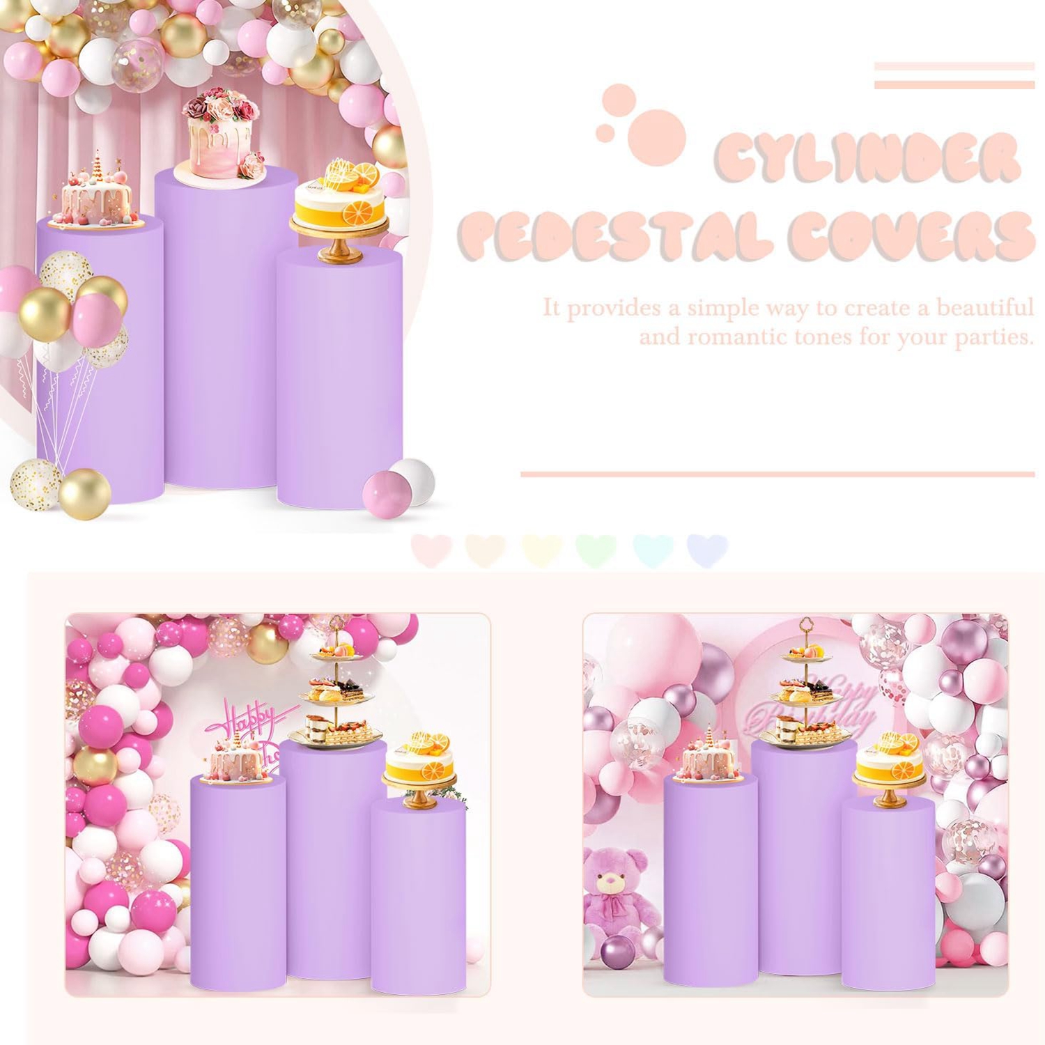 Yeele Purple Cylinder Stand Co - Dessert Table Backdrop recension och pris