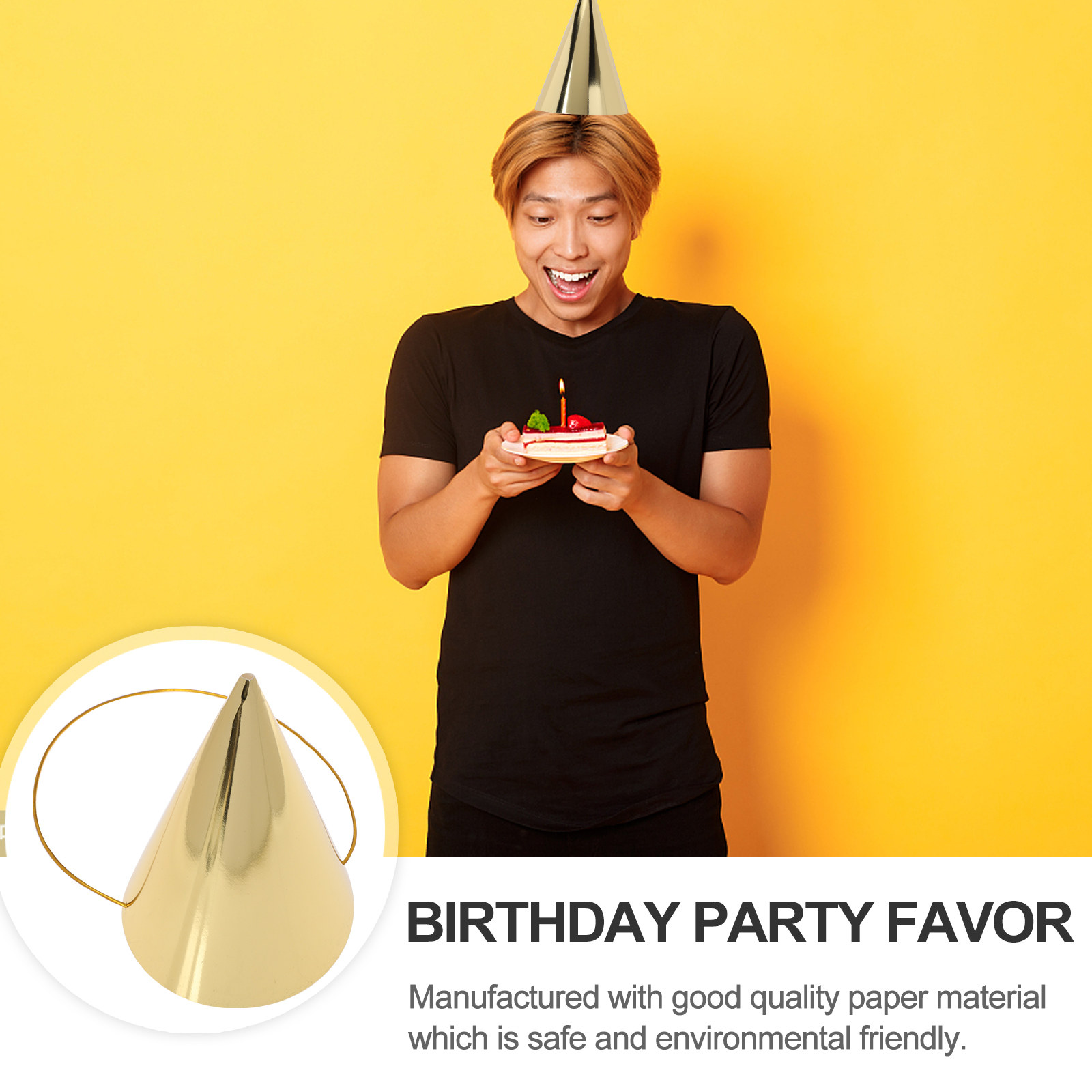 8Pcs Birthday Party Hats Gold  - Party Hat Cone recension och pris