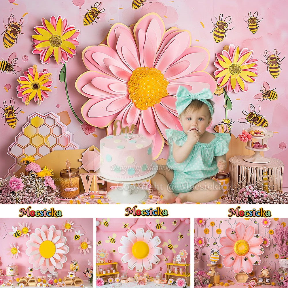 Mocsicka Sweet Daisy Girl Birt - Dessert Table Backdrop recension och pris