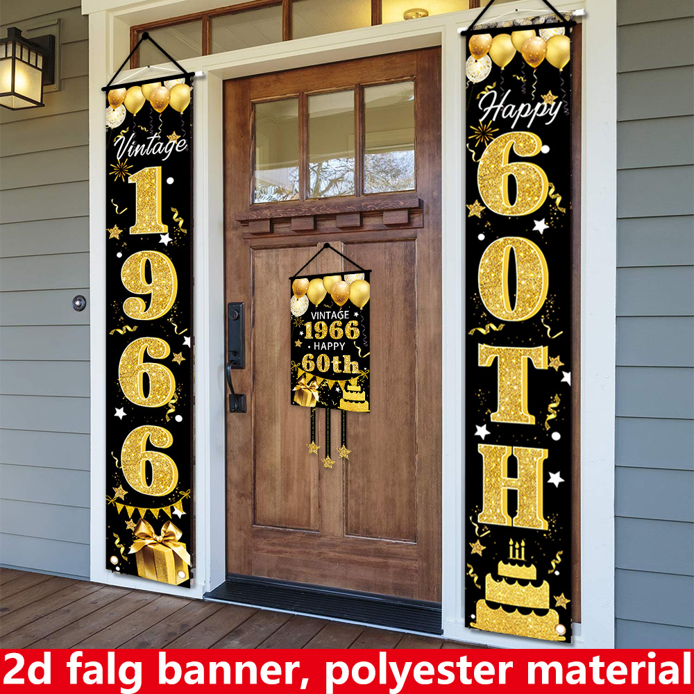 2D Flat 3-Piece 60th Birthday  - Party Banner Gold recension och pris