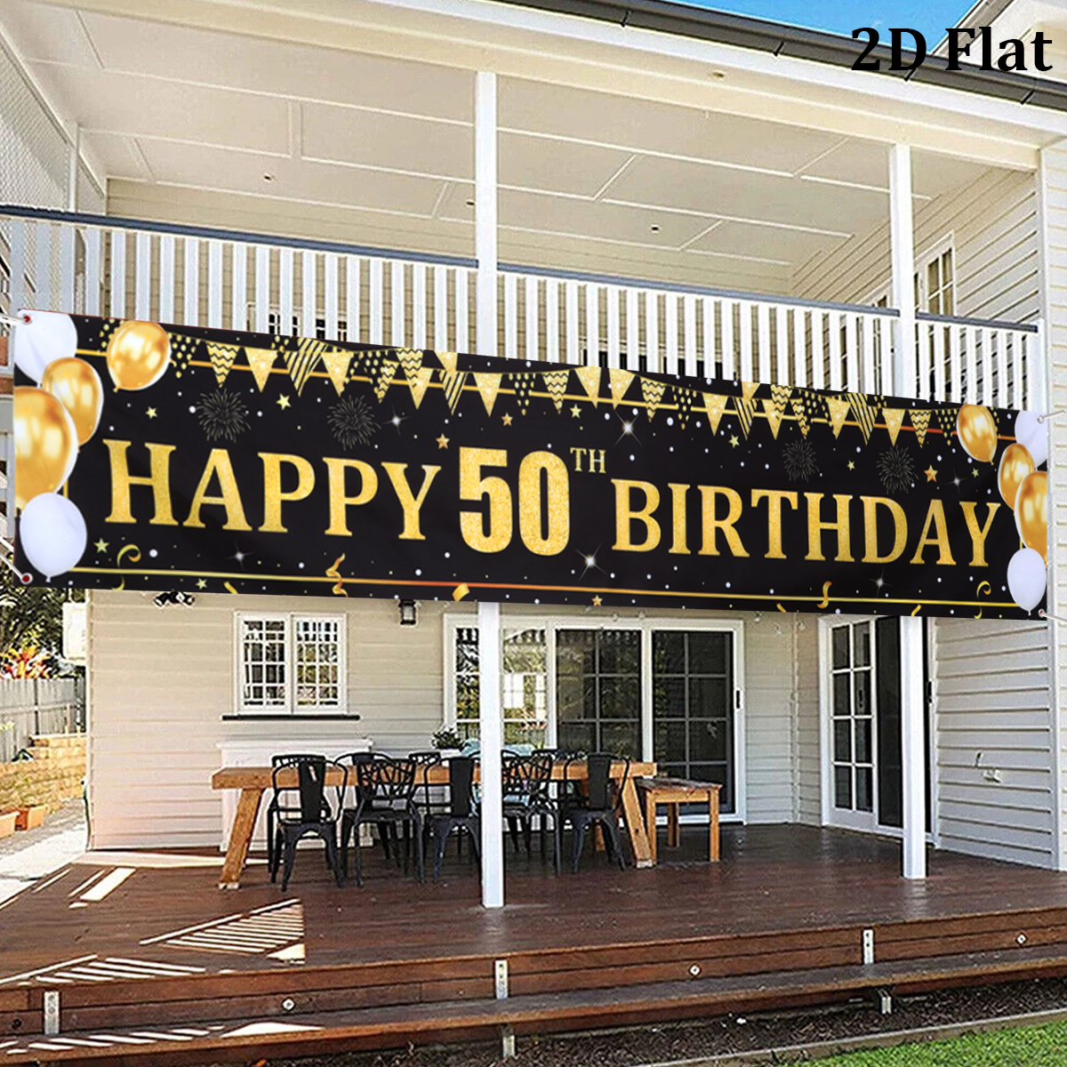Black Gold Balloons Flags Happ - Party Banner Gold recension och pris