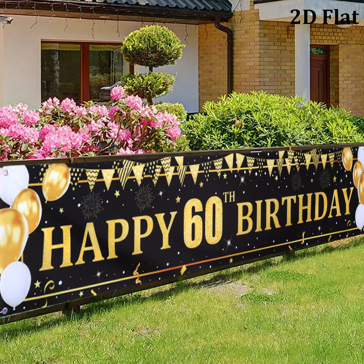 Black Gold Balloons Flags Happ - Party Banner Gold recension och pris