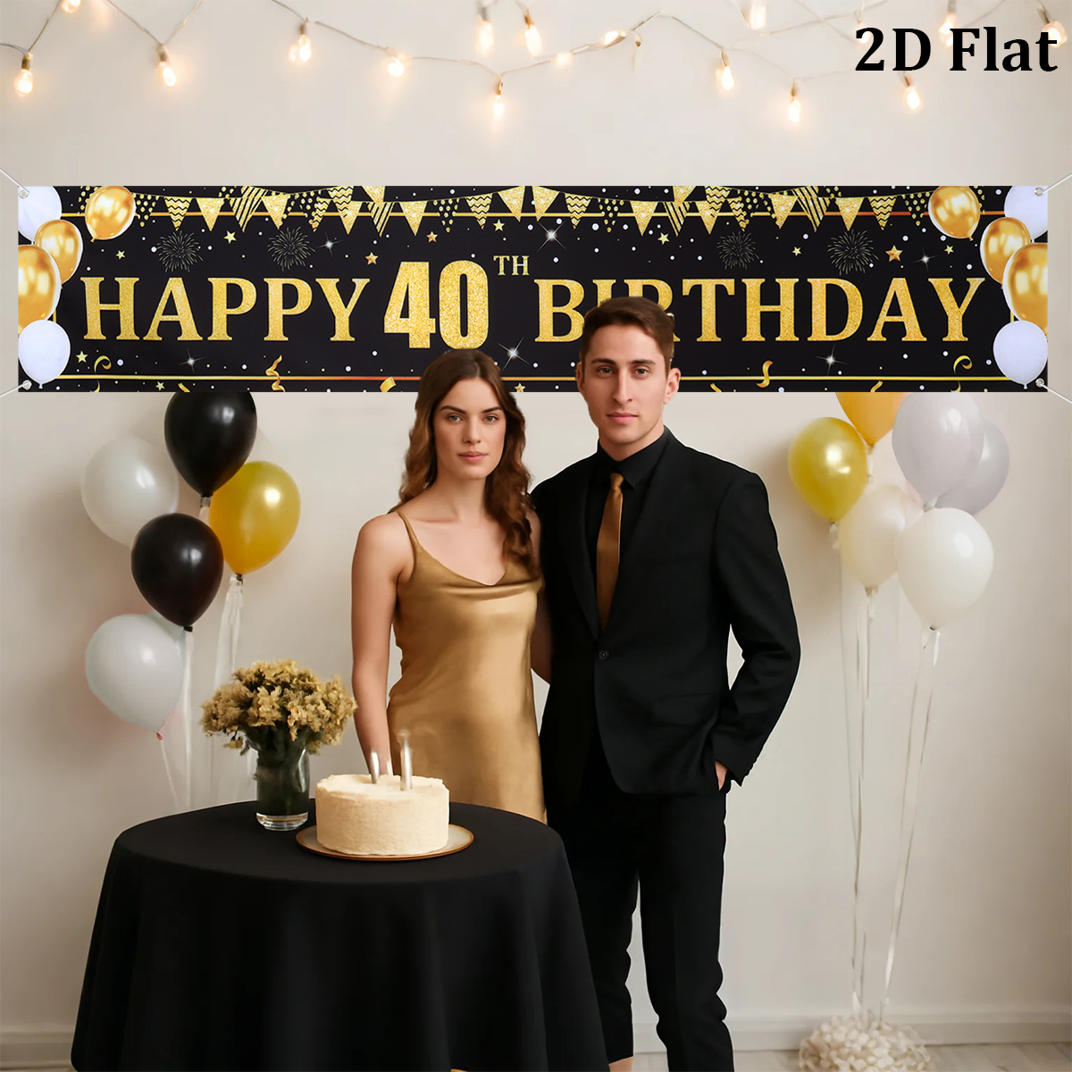 Black Gold Balloons Flags Happ - Party Banner Gold recension och pris