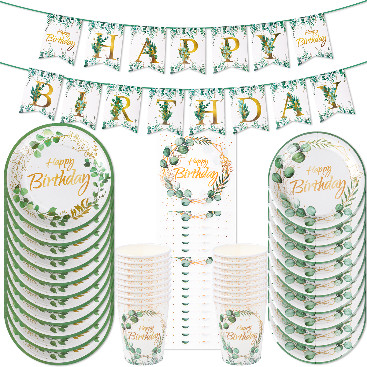 Green Eucalyptus Leaf Happy Bi - Table Cloth Disposable recension och pris