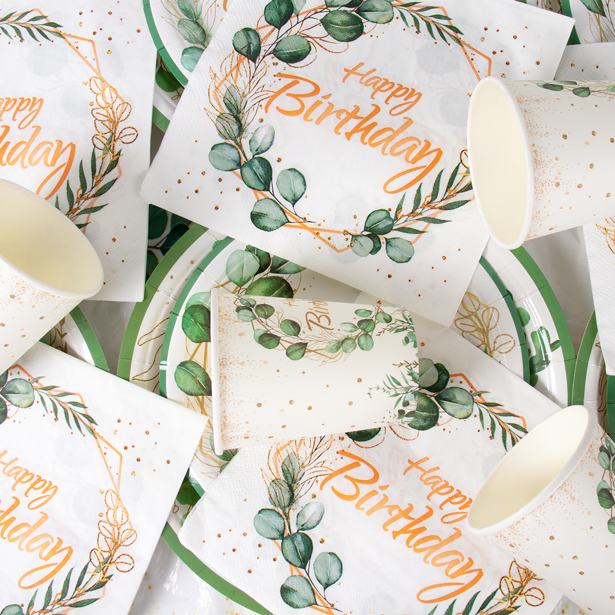 Green Eucalyptus Leaf Happy Bi - Table Cloth Disposable recension och pris