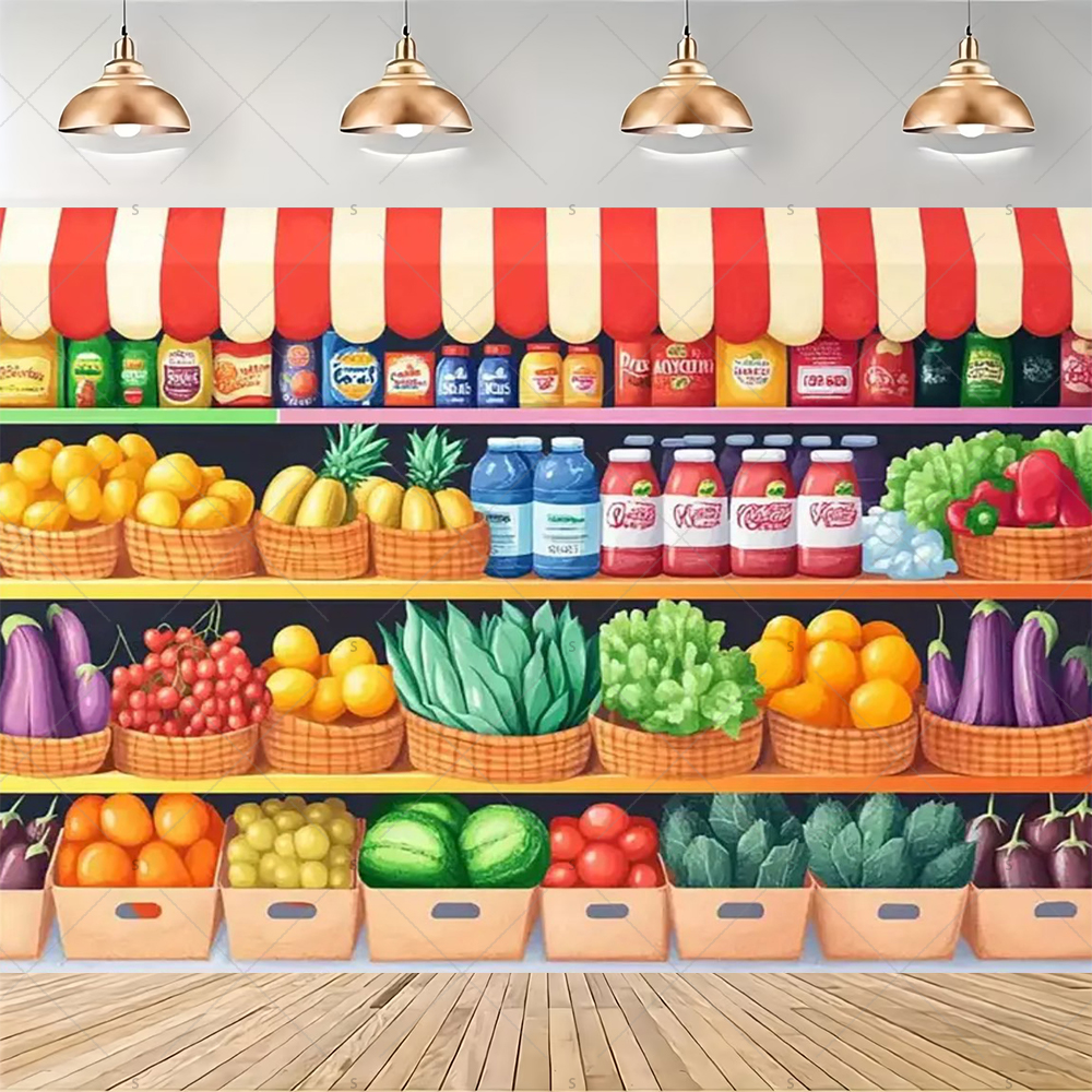 Colorful Supermarket Shelf Bac - Party Event Supply Store recension och pris