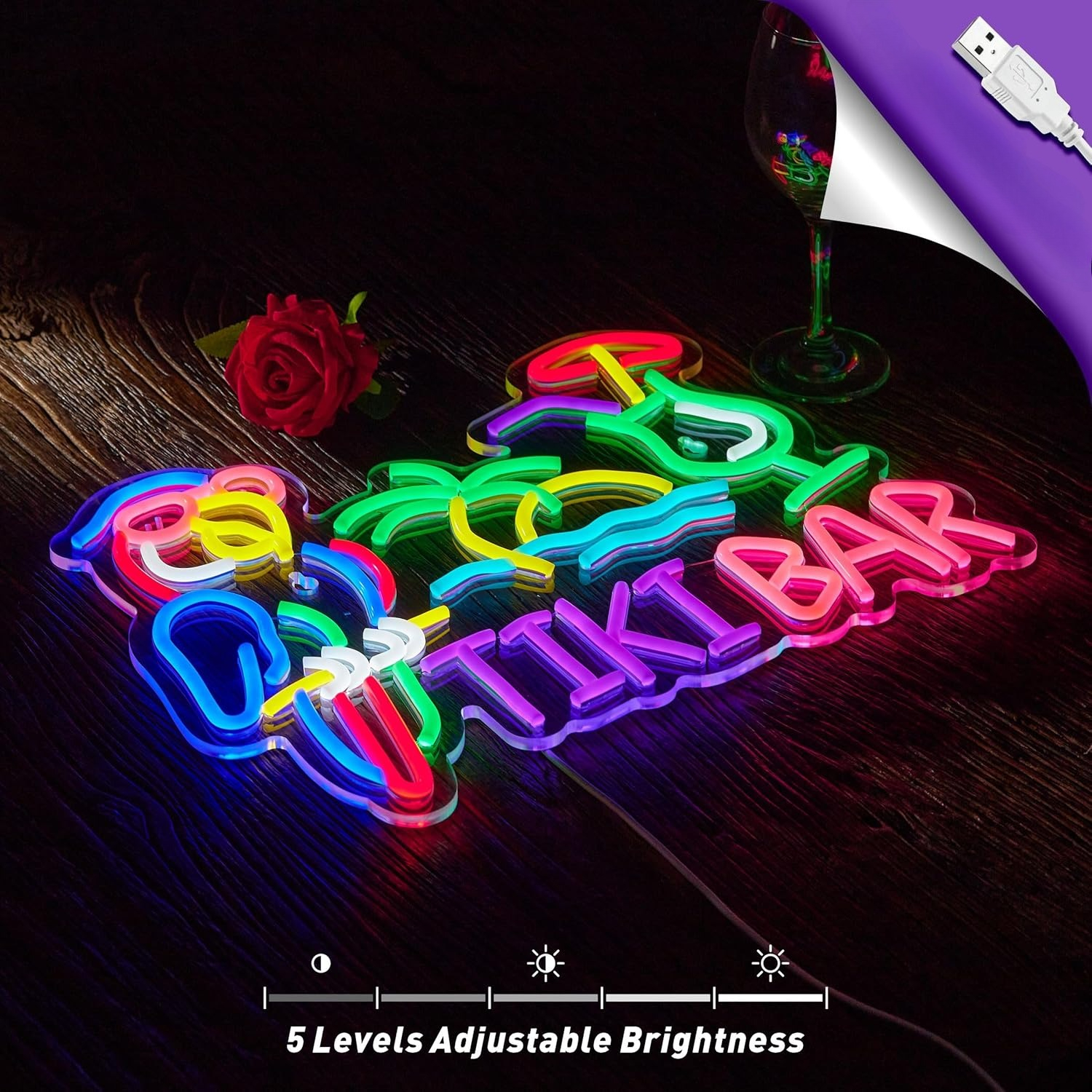 Tiki Bar Parrot Palm Tree Neon - Neon Sign Party recension och pris