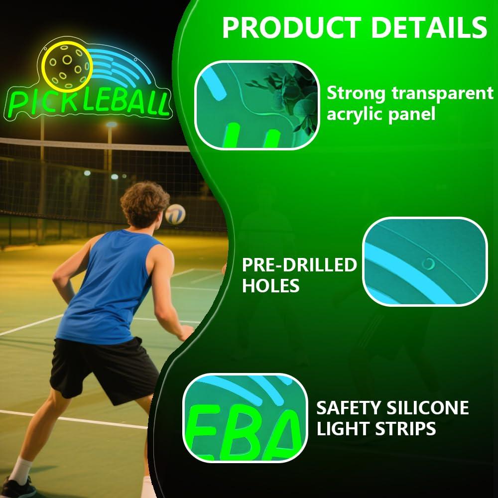 Pickleball Neon Sign USB Dimma - Neon Sign Party recension och pris