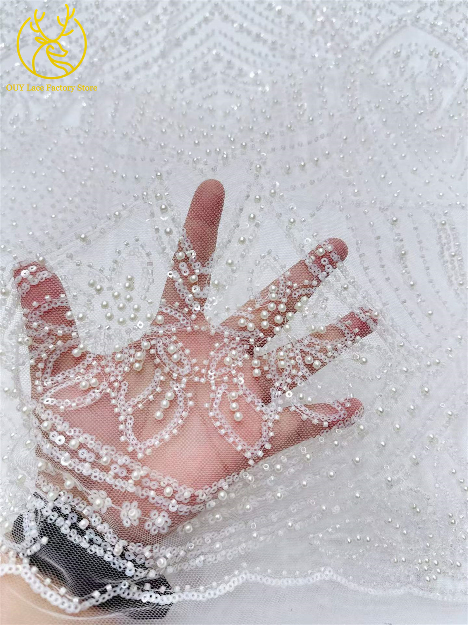 African Gold Beaded Lace Fabri - Glitter Tablecloth recension och pris
