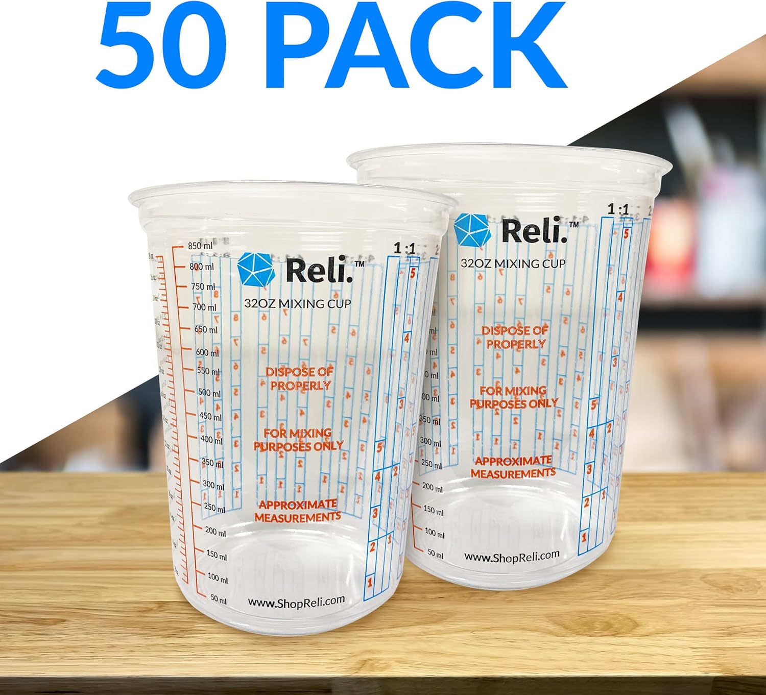 50 Pcs 32oz Disposable Paint M - Plastic Cup 50Pcs recension och pris