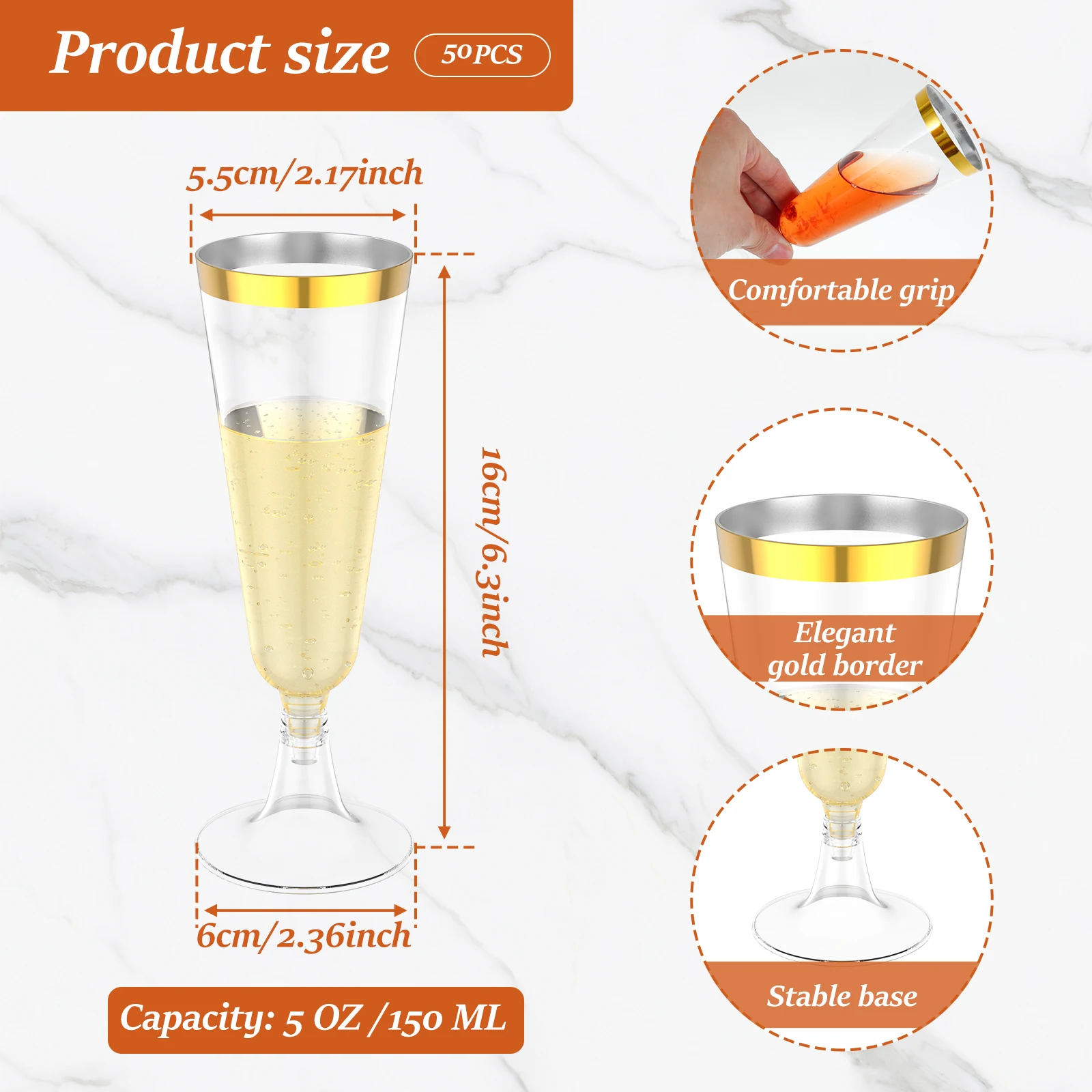 50Pcs Plastic Champagne Flutes - Plastic Cup 50Pcs recension och pris